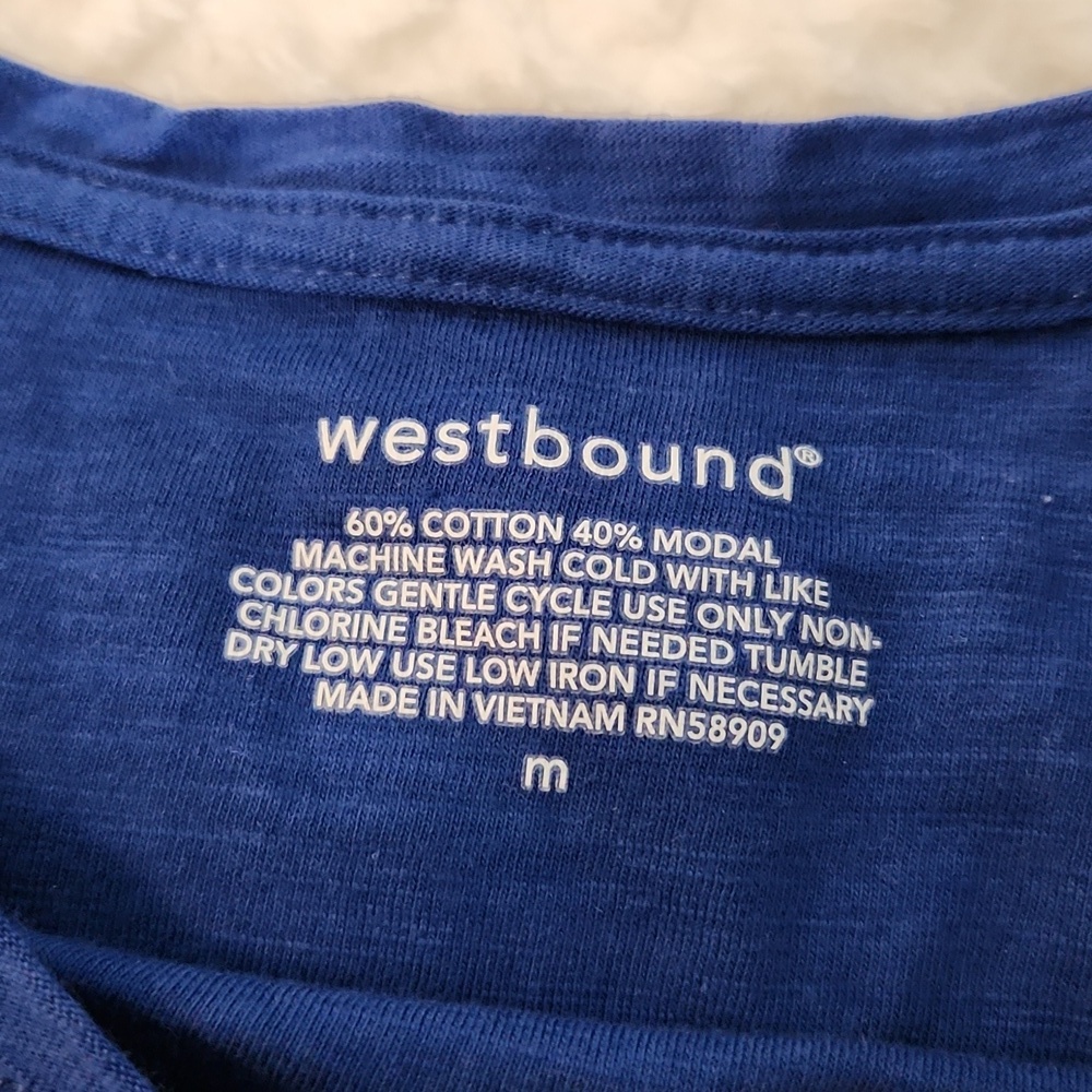 WESTBOUND blue 3/4 Sleeve Tshirt Women's M - Picture 2 of 5